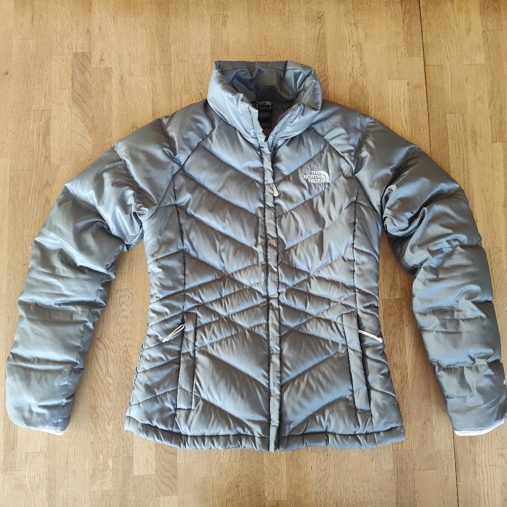 North Face Aconcagua 550 Down Puffer Silver Winter Jacket M